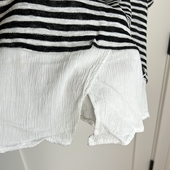🛍️ Bobeau Black White Stripe Double Layer Look Oversize Rayon Poly Tunic L/XL - Picture 3 of 5